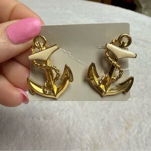 Avon “Anchors aweigh” White Nautical Clip Earrings vintage 1990 NIB